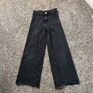 Zara Girls Size 11-12 Black Jeans Wide Leg Adjustable Waist